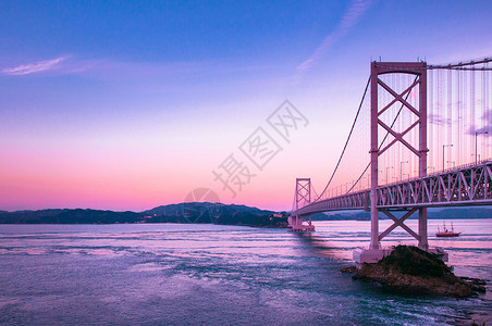 壮阔东方潮鸣笛桥日落阿瓦吉赫奥戈雅潘背景