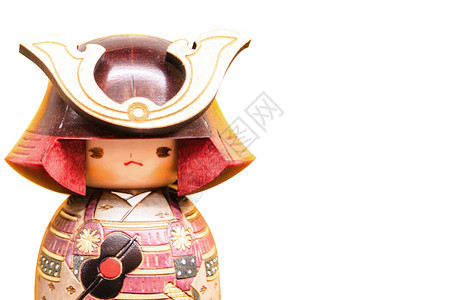 小战士白种背景的日本木娃高石武士白种背景的日本木偶背景
