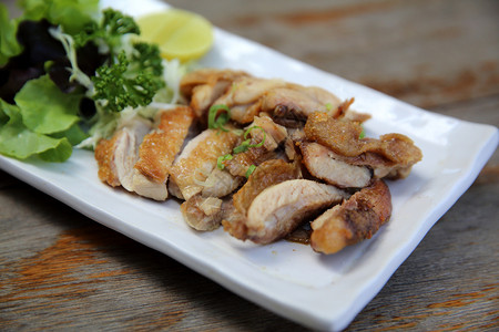 鸡肉烤木本底食盐日菜图片