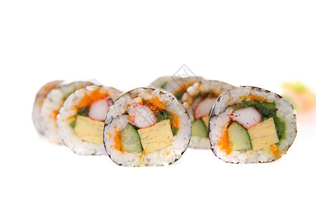 空白背景上的海苔寿司背景图片