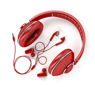 耳机插头插画白色背景上不同类型的耳机背景