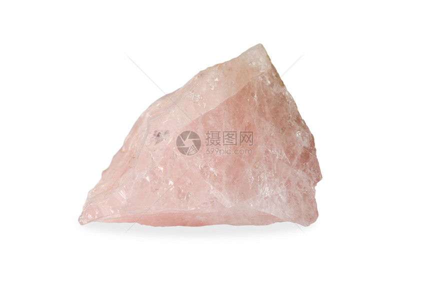 白色背景上孤立的粉红色天然石英宝图片