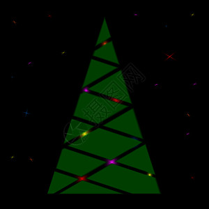 一棵有星和背光的圣诞树轮背景图片