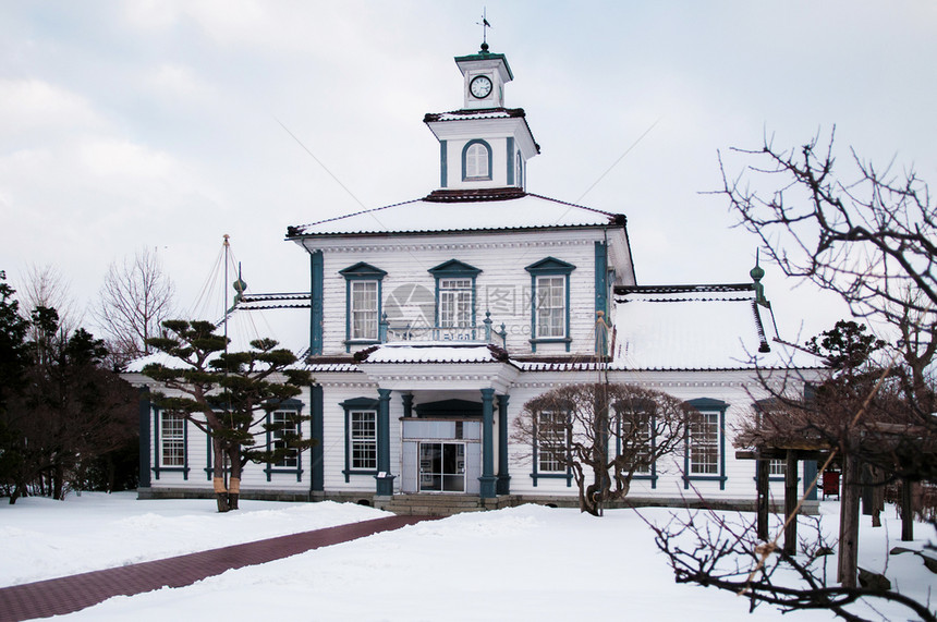2014年3月2日yamgtjpn位于tsurka公园的chido博物馆冬季雪中的yamgt18年建于前尼亚西塔川区办事处图片