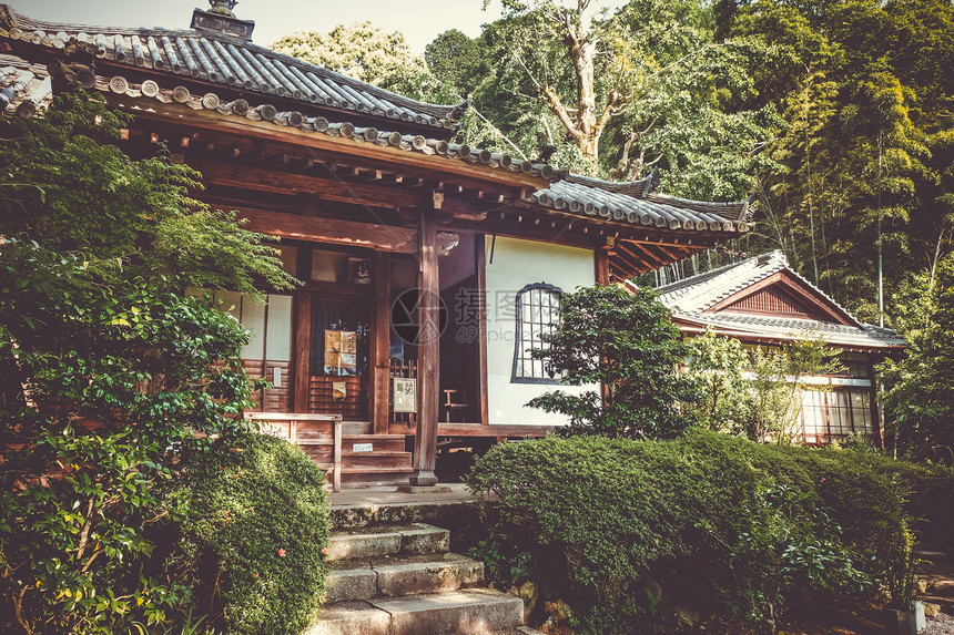 日本京都寺庙花园中的奇昂建筑日本京都寺庙花园中的香椿图片