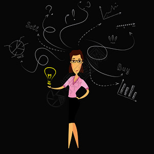 商业女人或办公室职员有良好想法的女商人有良好想法的女商人背景图片