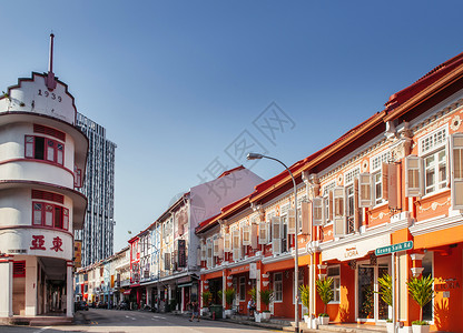 娘惹2013年12月18日新加坡新加坡唐人街著名旅游区京赛路多彩的老殖民地巴巴Nyoya传统住宅背景
