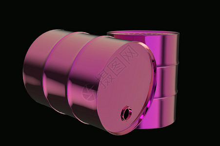 紫色金属2个金属工业油桶3d使黑色背景被隔离背景