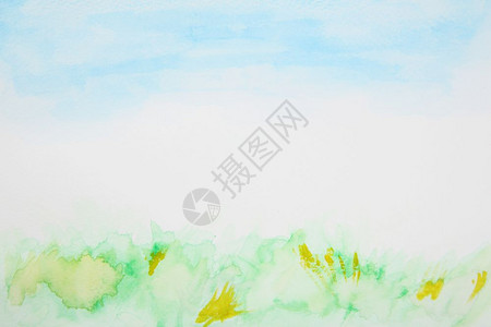 抽象草和天空水彩色背景纹理图片