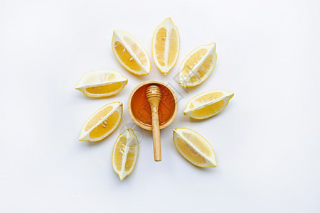 蜂蜜加柠檬白色背景图片