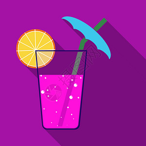 带小伞和柠檬的饮料图标背景图片