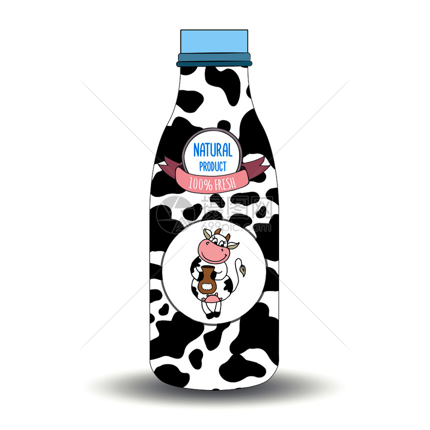 a瓶牛奶和的配额标签孤立的矢量说明瓶牛奶和的配额标签隔离的图片