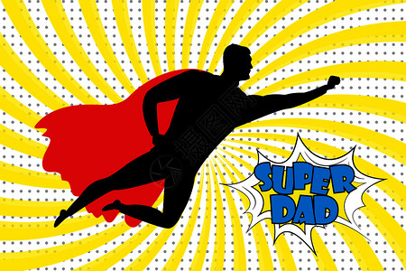 超级英雄剪影飞超级英雄和爸的背面文字stock矢量插图飞超级英雄和爸的背面文字stock矢量插图插画