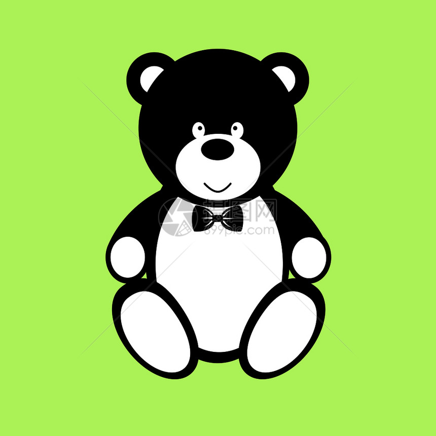一个简单的图像手画玩具熊用弓图片