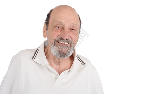 快乐的老人穿着时装微笑孤立在白色背景上图片
