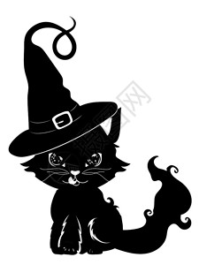 邪恶柴郡猫万圣节黑猫可爱的卡通设计插画