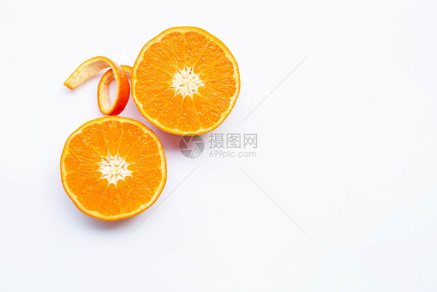 白色背景的新鲜橙柑橘水果图片