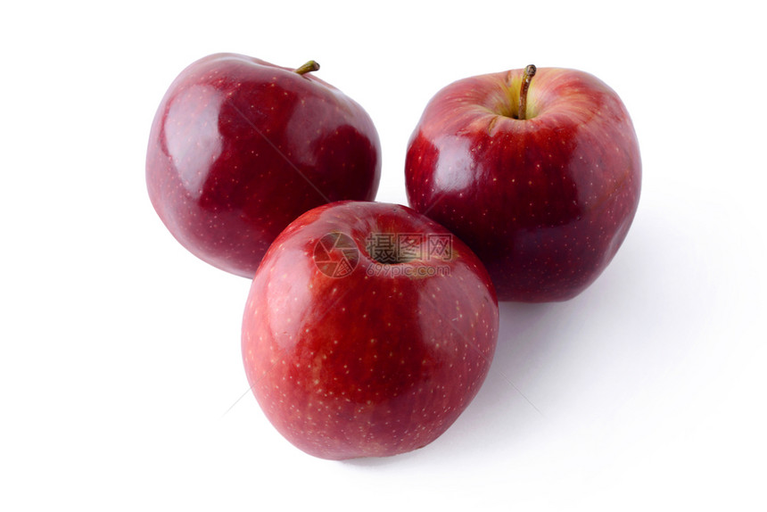 新鲜红苹果的顶部视图健康的食物概念孤立的白色背景图片