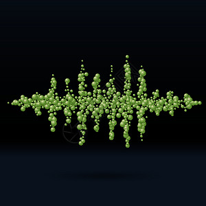 杜奇布里克由杂乱分散的绿球组成声波形设计图片