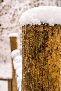 雪帽挂在栅栏杆上雪帽挂在栅栏杆上图片