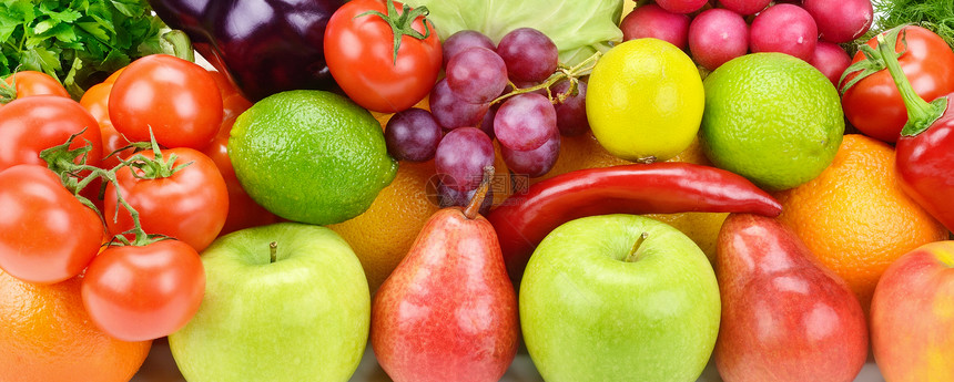 收集新鲜水果和蔬菜的背景图片