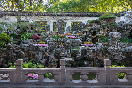 旧城上海的Yyu或an花园的装饰岩石花园图片