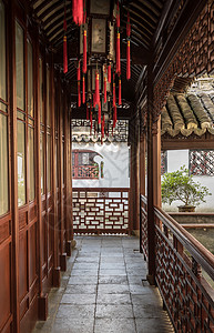 小素材灯笼进入小庭院口在旧城上海的Yu或yan花园植树在Yuyan小庭院或上海的Yyuhai花园植树背景