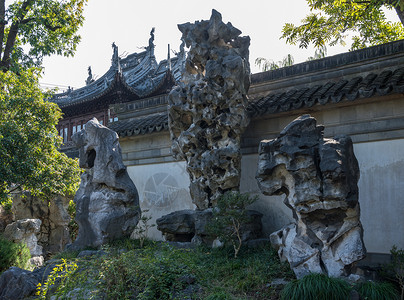 古老的上海城Yyu或an花园的装饰岩石花园的详情图片
