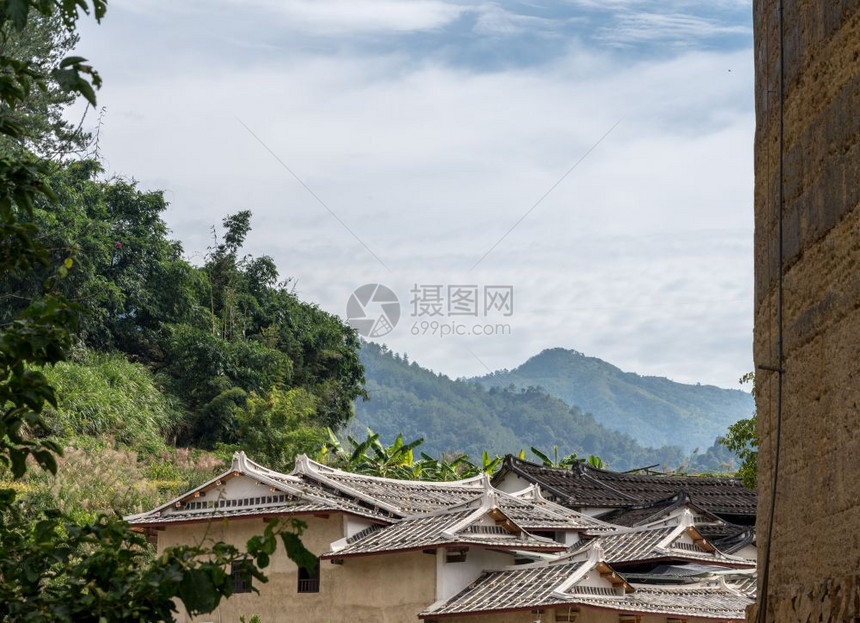 在Xiamen附近的usco遗产地点的Tulo周围的茶叶种植园图片