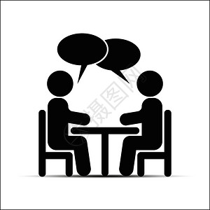 两个人对话简单画两个人坐在一张桌子上聊天插画