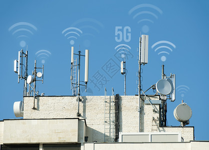 5g天线和sm发射机高速5g互联网概念背景图片