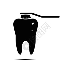 牙刷和齿的轮廓平面图案图片