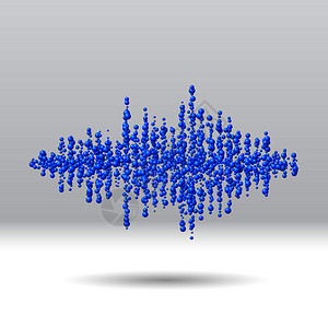 由混乱的分散蓝球组成声波形设计图片