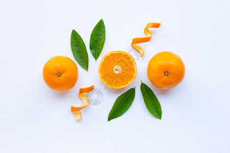 高维生素c白底新鲜橙色柑橘水果图片