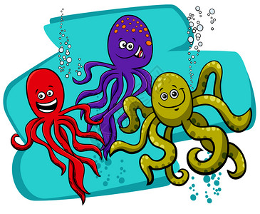 彩色章鱼插画图片