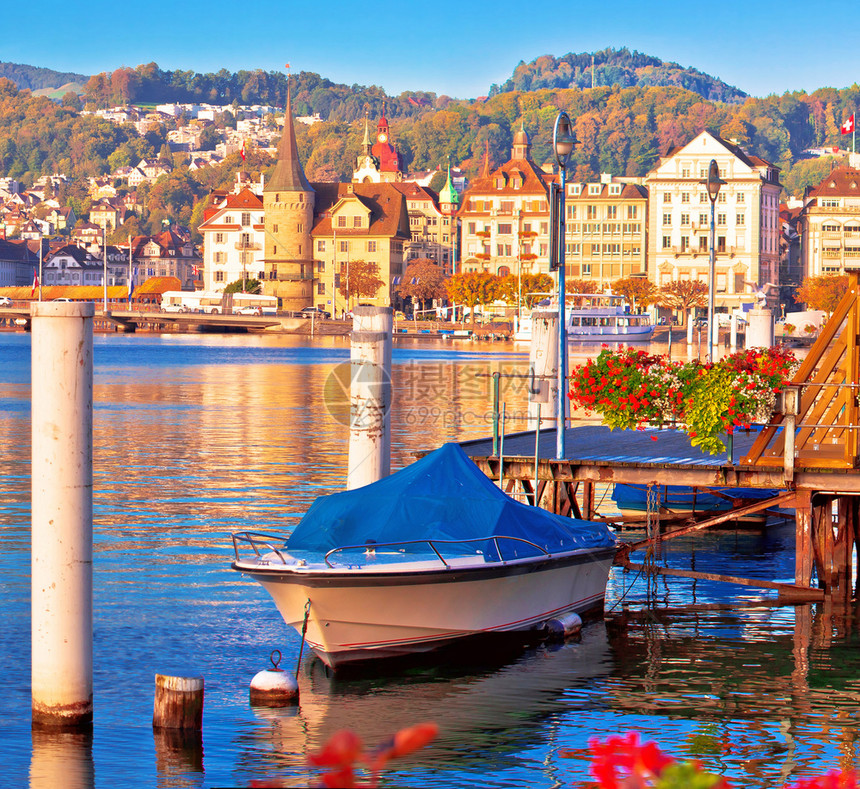 湖水边和港口风景中部瑞士图片