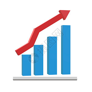 红色炫图黑色背景的3d增长图标平面样式您的网站设计标识应用程序u增长图符号的表标带有箭头符号背景