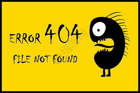 第40页错误和滑稽黑怪兽在黄色背景上Stock漫画矢量插图图片