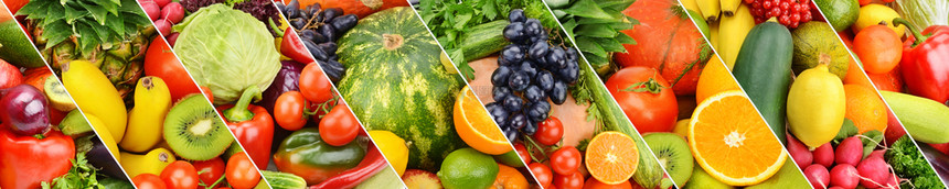 收集新鲜水果和蔬菜背景图片