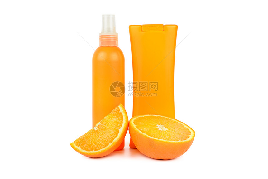 橙色天然化妆品日光油和润滑剂图片