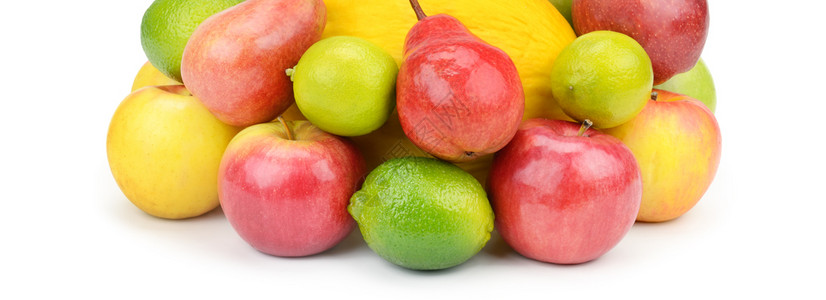 白背景的水果和子健康食物宽幅照片图片