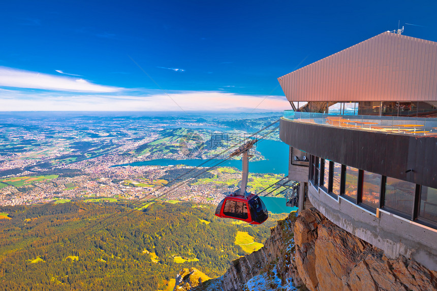高悬崖和湖润滑油风景瑞士图片
