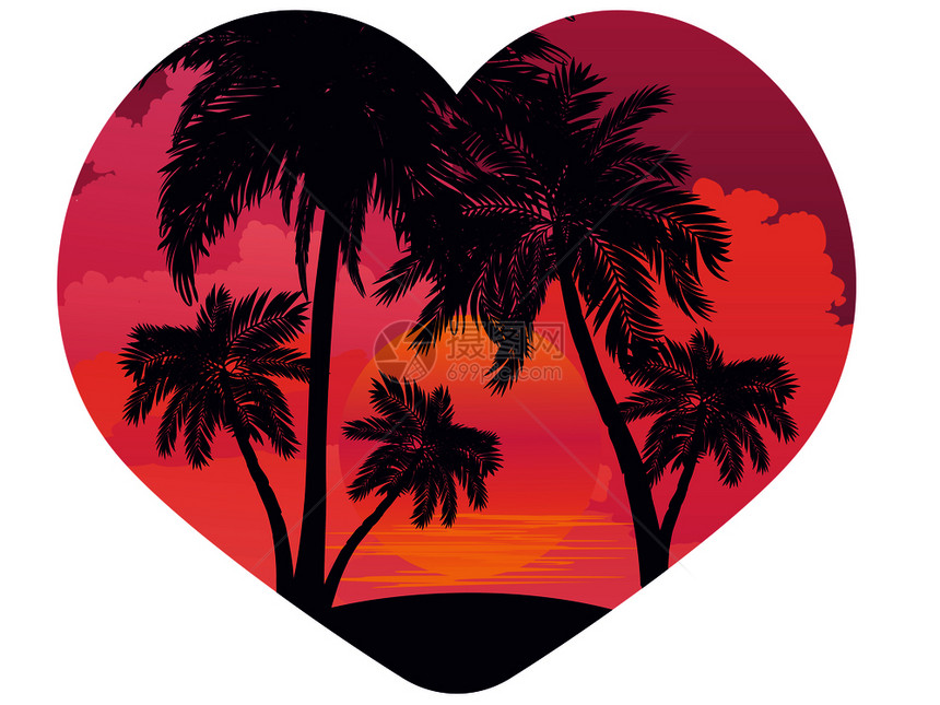 热带岛屿地貌上的棕榈树背景图片