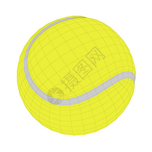 3D白色背景的网球3D电线框架模型图片