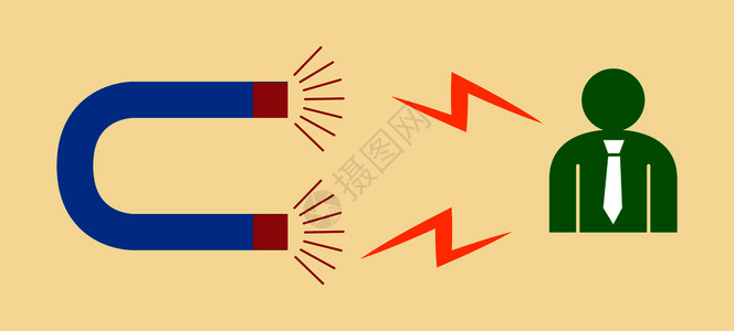 强大的磁铁吸引了目标客户营销概念插画