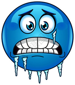 冷冻冰柱蓝色冷冻面部表情插画