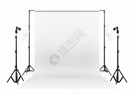 摄影棚灯光安装白色背景3D背景图片