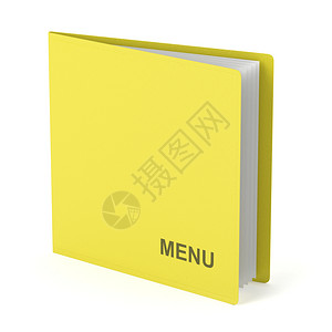 白色背景有皮革封面的黄色菜单背景图片