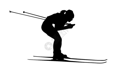 运动简单的轮廓女孩滑雪的轮廓图片
