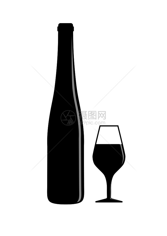 一瓶酒和杯个简单的图像设计图片